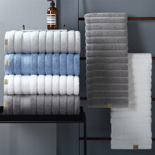 Serviettes de toilette en coton Djunllk, à rayures texturées, en microfibre douce et absorbante, idéales pour la salle de bain, l'hôtel et la