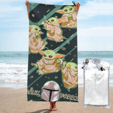 Microfiber Baby Yoda badhanddoek, 80 x 160 cm, sneldrogend, zandbestendig, extra groot voor strand, reizen, kamperen, volwassenen en kinderen,