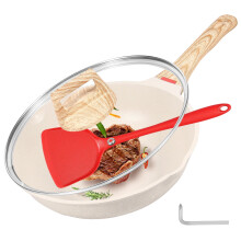 FUYGRCJ Nonstick Deep Frying Pan with Lid, Efficient Saute Skillet for Induction Stovetops, Multifunctional Kitchen Cookware