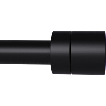 Schwarze, verstellbare Gardinenstange (2,5 cm), 122-213 cm lang, robuste Einzelstange mit modernen Endkappen, geeignet für Schlafzimmerfenster