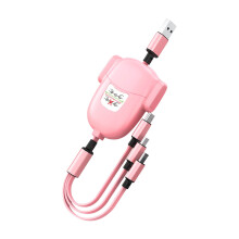 Kayannuo 3-in-1-USB-Kabel mit Typ-C/Micro-USB/iOS, 4-fach einziehbar, Schnellladefunktion, max. 105 cm, kompatibel mit Weihnachtsartikeln