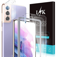 [2+3-pack] LϟK Utformad för kompatibel med Samsung Galaxy S21 5G (ej för S21Plus), 2-pack skärmskydd i härdat glas + 3-pack