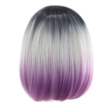 Perruque bobo Desertasis à dégradé trois couleurs avec raie au milieu, couleur naturelle, teinture tendance, bobo court, mélange de synthétique