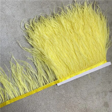 Wholesale 10Yard High Quality Ostrich Feather Trim Fringe Feather Ribbon 10-15CM/4-6Inch Width Sewing Crafts Costumes Decoration yellow 2 yards