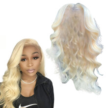 Perruques pour femmes noires, perruque blonde 66 cm (26 pouces) avec lace front, cheveux humains, pré-épilée avec baby hair - Offres spéciales