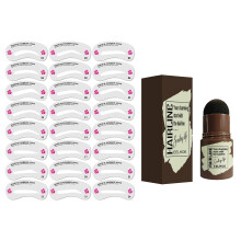 Eyebrow Stamp Kit with 24 Stencils, Waterproof Powder, Natural Color Finish for Easy Brow Shaping