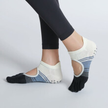 SUGARMOM Vijfvingerige Yoga Sokken Dames Stippen Siliconen Antislip Patchwork Lage Enkel Zonder Teentjes Open Teen Pilates Sokken
