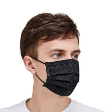 Black Disposable Face Mask 100 Pack, 3 Ply Breathable Design with Comfortable Fit and Nose Clip for Adults
