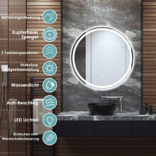 Specchio da bagno rotondo a LED per montaggio a parete 3000 K-6000 K Ø 60 cm