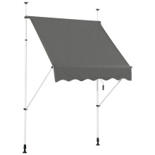 Tendalino parasole estensibile con manovella, tendalino regolabile in altezza 150 x 120 cm grigio