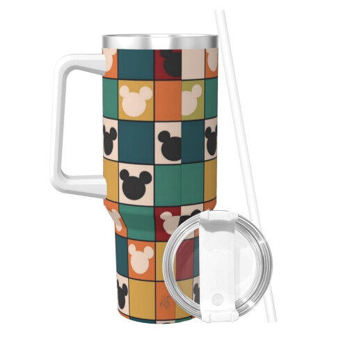 Εξατομικευμένο ποτήρι Mickey Mouse 40oz με λαβή και καλαμάκι - Κύπελλο καφέ ταξιδιού από 1