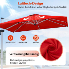 Guarda-chuva de pátio com base cruzada e rotação de 360 para áreas de jardim e piscina 300 x 300 x 261 cm Borgonha
