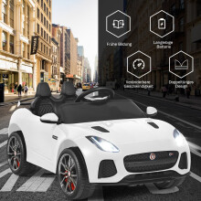 Carro infantil elétrico com histórias e música e buzina e faróis e controle remoto 2.4G branco