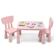 Mesa infantil e 2 cadeiras 3 peças. Conjunto de móveis infantis para grupo de assentos infantis rosa