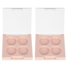 Pale Pink Empty Eyeshadow Palette 2Pcs with Multigrid Makeup Storage Tray for Travel