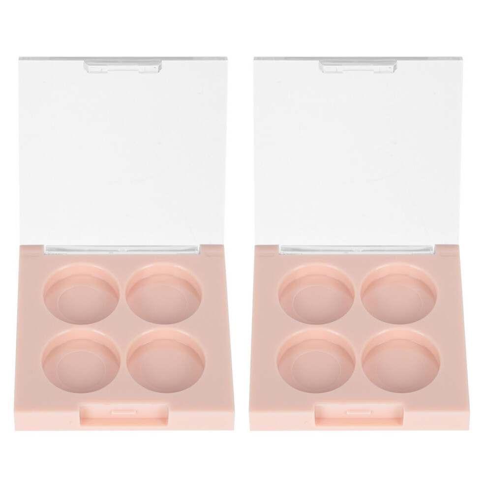 Pink Pale Empty Eyeshadow Palette 2Pcs With Multigrid Makeup Storage Tray For Travel