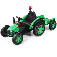 12V børne elektrisk traktor med trailer legetøjstraktor 151 x 68 x 70 cm Grøn