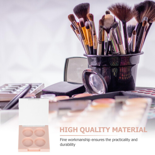 Pale Pink Empty Eyeshadow Palette 2Pcs with Multigrid Makeup Storage Tray for Travel 2