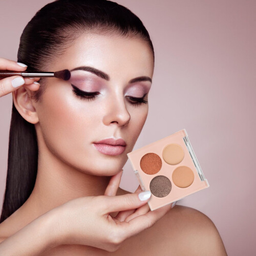 Pale Pink Empty Eyeshadow Palette 2Pcs with Multigrid Makeup Storage Tray for Travel 1
