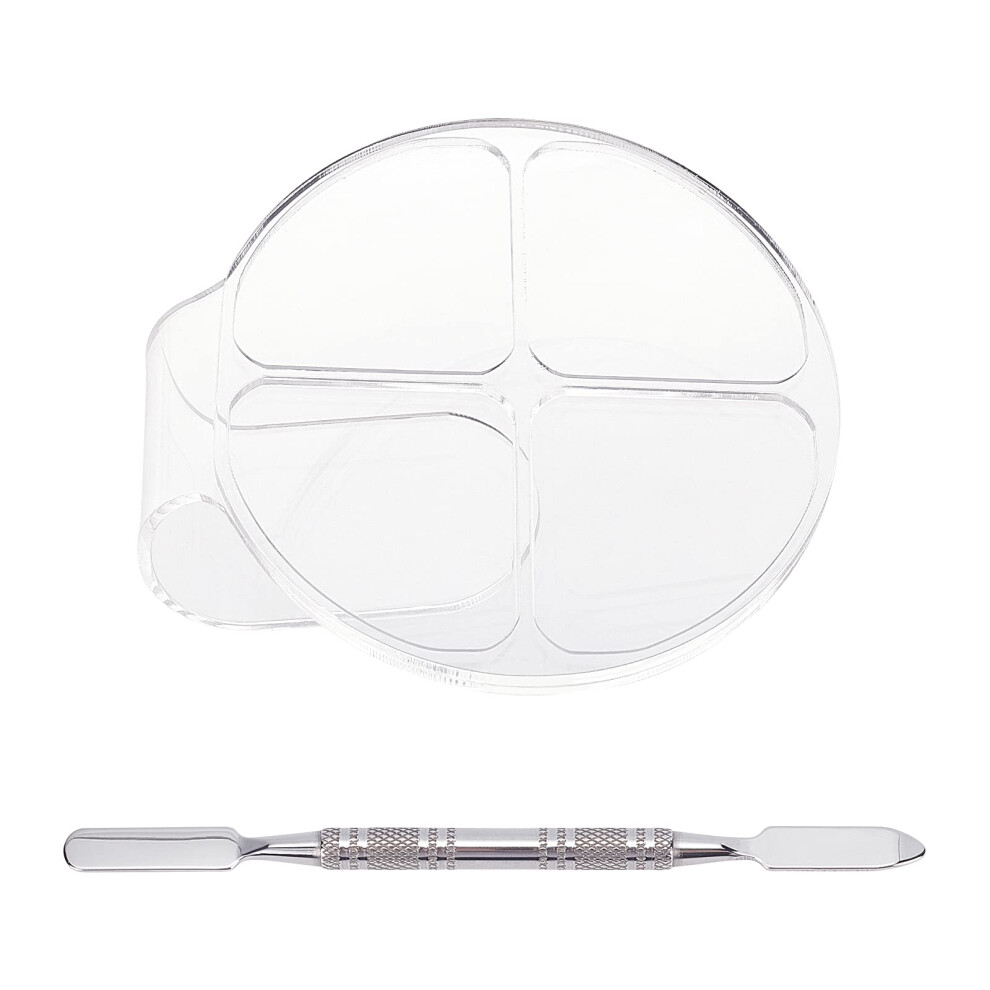 Makeup Mixing Palette with Spatula, Clear Four Grid Cosmetic Palette for Foundation Lipstick Eyeshadow