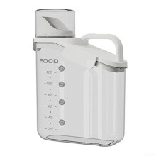 2000ml Airtight Pet Food Storage Container with Double Seal, Measuring Cup and Carry Handle White