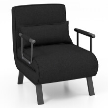 Schlafsessel mit Bettfunktion Klappsofa Schlafsofa mit verstellbarer Rückenlehne & abnehmbarem Kissen Schwarz