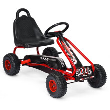Gokart med justerbart sete og håndbrems, pedalbil med lastekapasitet på opptil 30 kg, pedal go cart rød