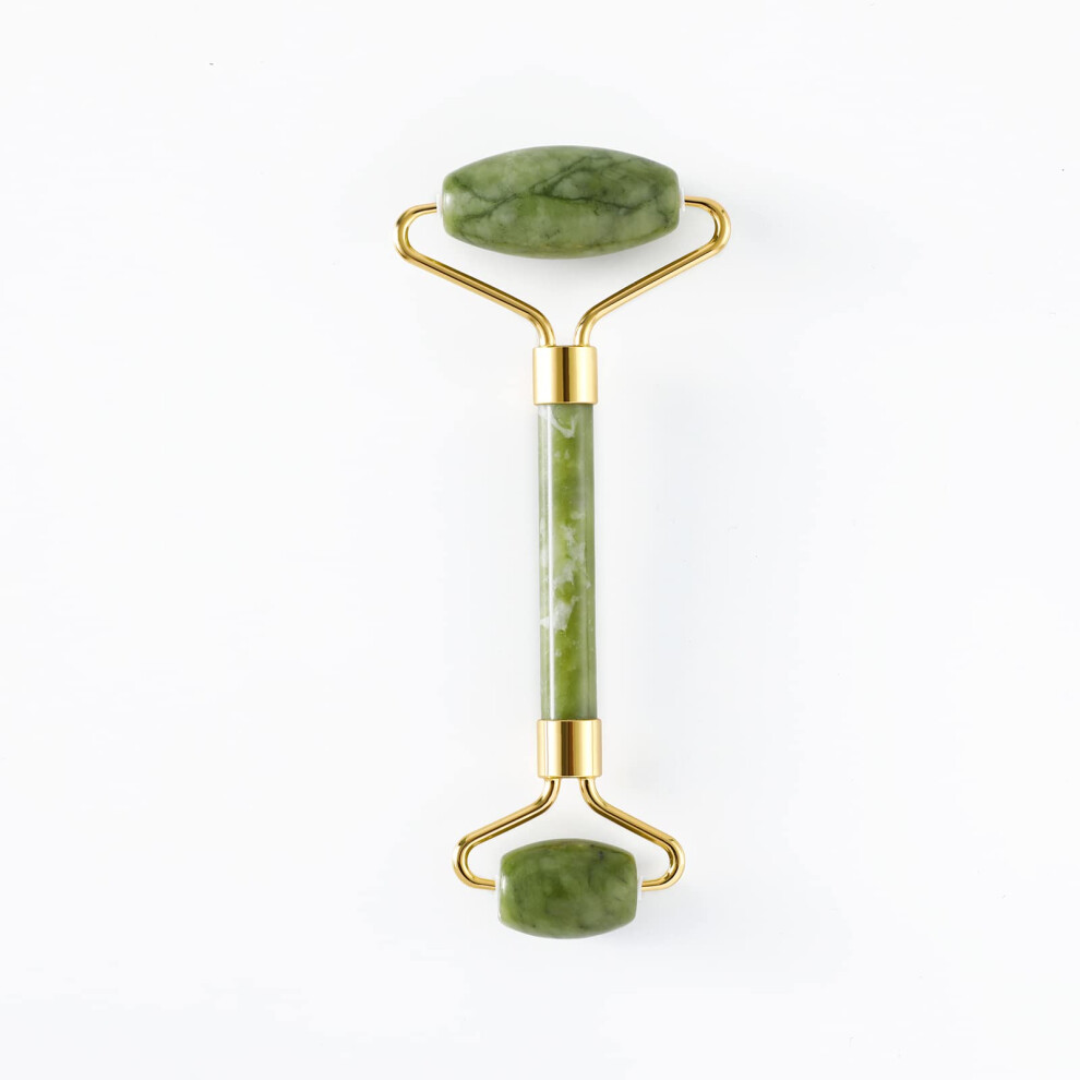 Green Jade Roller And Gua Sha Set Dual Head Face Massager For Puffiness Wrinkles Contouring