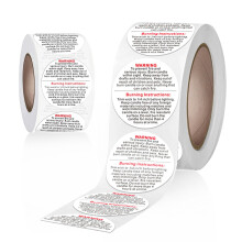 500 Pcs 1 Inch Candle Warning Labels Waterproof Safety Stickers for Jars Tins and Wax Melts