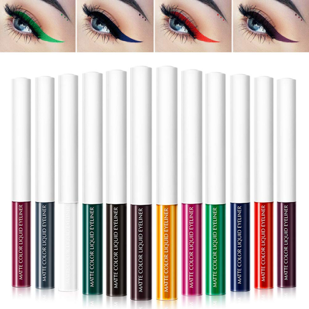 Matte Liquid Eyeliner Set 12 Colors Waterproof  Pigment Precision Pen for LongLasting Wear