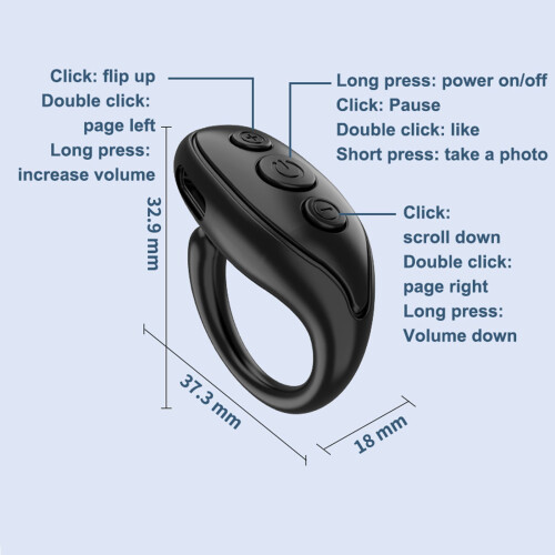 Rechargeable Bluetooth Shutter Remote for Smartphone Camera, Compatible with TikTok, Use to Scroll, Turn Pages, Adjust Volume 1