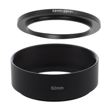 2 Pcs for Camera Accessories: 1 Pcs 62Mm Screw Mount Metal Lens Hood & 1 Pcs 52Mm-62Mm Step Up Ring Adapter