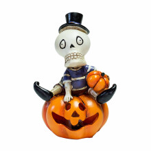 Wbudowane kolorowe diody LED z żywicy w kształcie szkieletu dyni, dekoracja sceny Halloween, dekoracja stołu dla gości na Halloween, dekoracja