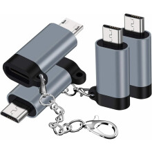 Zestaw 4 adapterów USB C do Micro USB, typ C żeński do Micro USB męski z brelokiem, ładowaniem i synchronizacją, kompatybilny z Samsung Galaxy