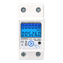 Méadar Fuinnimh Nialasach Digiteach Aonchéime Iarnróid Din Athshocraigh KWh AC110V Méadar Leictreach LCD