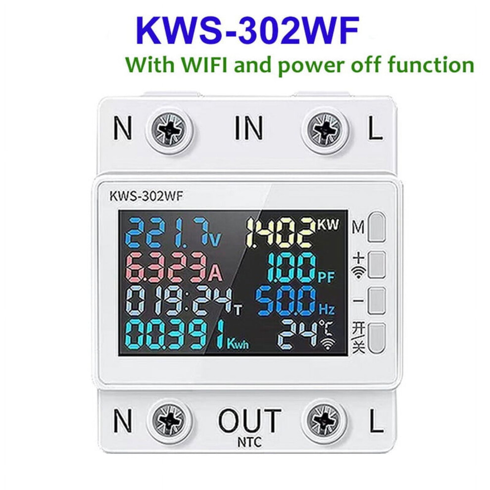 Tuya Wifi Power Meter Color Screen 2P Multifunction Ac Energy Meter Mobilephone Remotely App Control 170-300V/63A - A 9048212151777