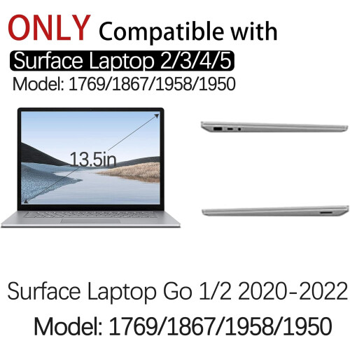 Θήκη για φορητό υπολογιστή rosoft Surface 13,5" 5/4/3/2, στήριγμα παλάμης από αλκαντάρα για 1