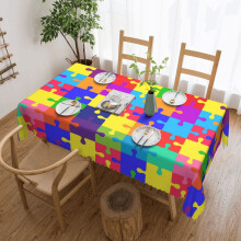 Față de masă cu tematică de conștientizare a autismului, 54x72in, față de masă decorativă pentru petreceri de iarnă în bucătărie, în
