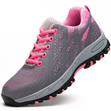 Women's Safety Shoes Steel Toe Protection Breathable Mesh AntiSlip WearResistant Sneakers Rose