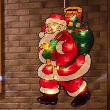 Silhouette lumineuse de Noël pour fenêtre, Père Noël et sapin fonctionnant à piles, compatible avec un crochet à ventouse pour décoration