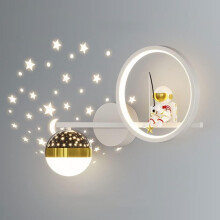 Apliques de pared LED regulables para niños, bola de proyección de luna y estrellas, estilo moderno de mediados de siglo, dorado/blanco/negro,