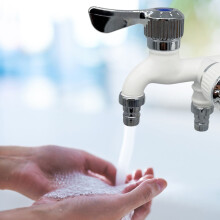 YiFudd 90 Degree Double-Valve Water Tap Double External Control Brass Faucet For Home Outdoor Garden