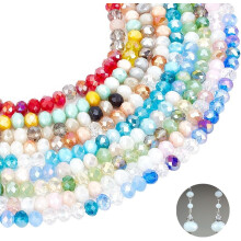 Stränge facettierter Glasperlen, 9 Farben, AB-Perlen, Strasssteine, runde Edelsteine, Kristallperlen, Großpackung für Halsketten, Armbänder,