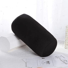 WOVTE Microbead Bolster Squishy, Ortopedisk Rund Sylinder Nakkestøtte Rullepute Memory Foam Reduserer Ryggsmerter - Svart - 18 x 30 cm