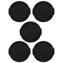 5X Camera Plastic Side Pinch Clip on Front Lens Cap Protective Cover Black 49mm