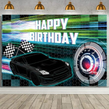 Painel de fundo personalizado de 2,13 x 1,52 m para festa de aniversário com tema de corrida de carros, fundo fotográfico vermelho para festa de