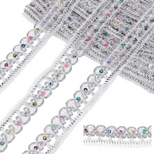 13 Yards (ca. 12 m) silberne Glitzerborte, gewebtes, geprägtes Band mit Fransen, ideal zum Basteln und Nähen für Hochzeiten, Partys, Kleidung und