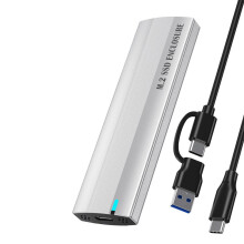 Boîtier pour disque dur M.2 NGFF double protocole Type-C, boîtier pour disque dur mobile SATA SSD vers USB, argent