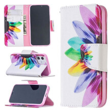 Husă portofel compatibilă cu Apple, compatibilă cu iPhone 12Mini – Floare colorată