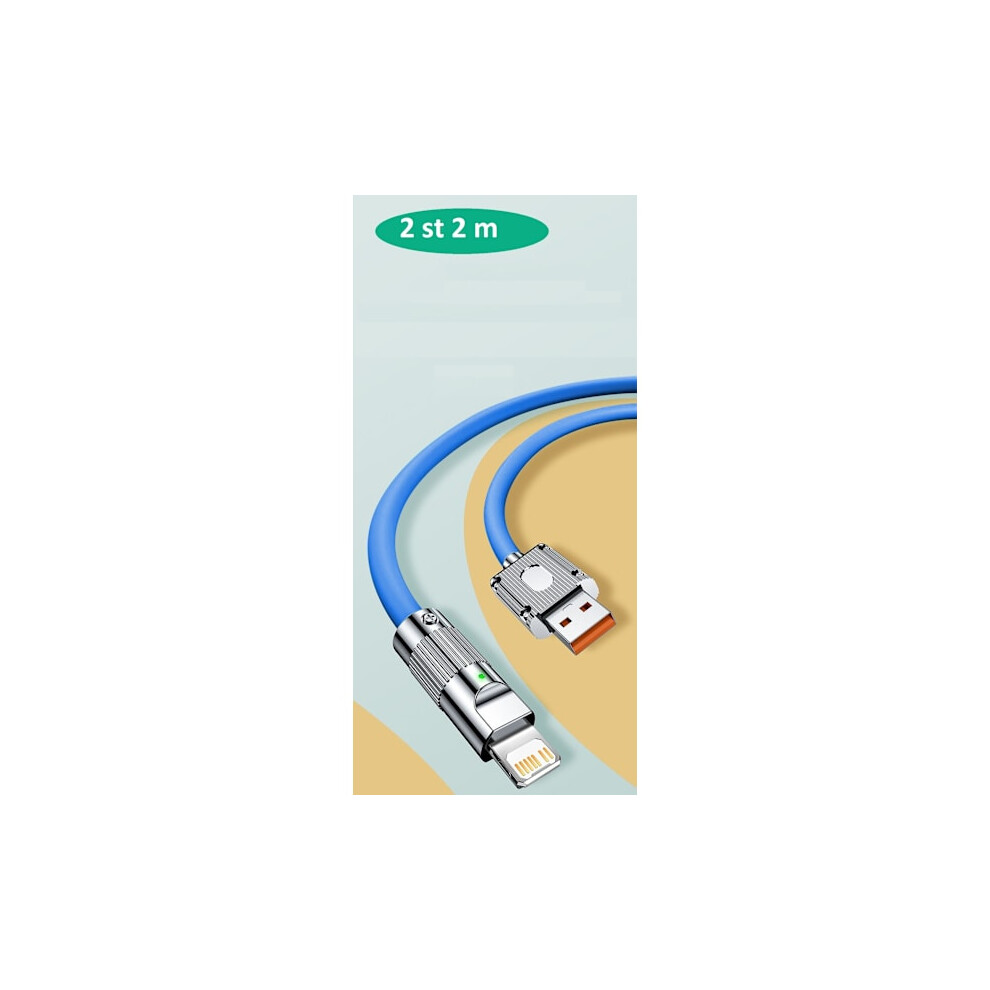 2Pcs 2M 120W Fast Compatible With Iphone Usb Charger Blue 9048212771760